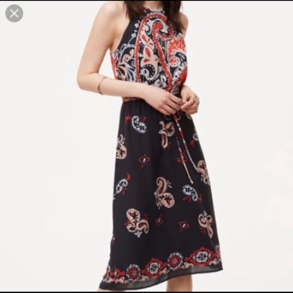 LOFT Petite Sunset Paisley Halter Dress